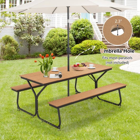  - 6 Feet Outdoor Picnic Table Bench Set for 6 - 8 People - Brown - Outdoor Style Company