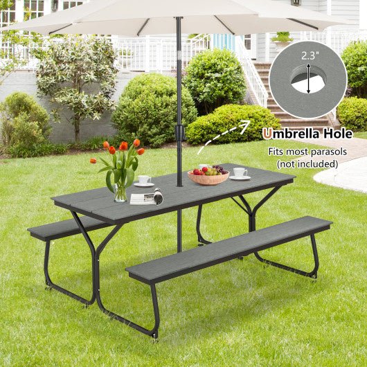  - 6 Feet Outdoor Picnic Table Bench Set for 6 - 8 People - Gray - Outdoor Style Company