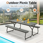  - 6 Feet Outdoor Picnic Table Bench Set for 6 - 8 People - Gray - Outdoor Style Company