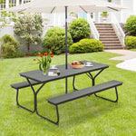  - 6 Feet Outdoor Picnic Table Bench Set for 6 - 8 People - Gray - Outdoor Style Company