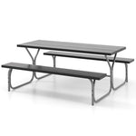  - 6 Feet Picnic Table Bench Set with HDPE Tabletop for 8 Person - Black - Outdoor Style Company