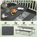  - 6 Feet Picnic Table Bench Set with HDPE Tabletop for 8 Person - Black - Outdoor Style Company