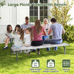  - 6 Feet Picnic Table Bench Set with HDPE Tabletop for 8 Person - Gray - Outdoor Style Company