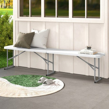  - 6 Feet Plastic Folding Bench Picnic Camping Dining Seat with Carrying Handle - Outdoor Style Company