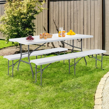  - 6 Feet Portable Picnic Folding Bench 550 lbs Limited with Carrying Handle - Outdoor Style Company