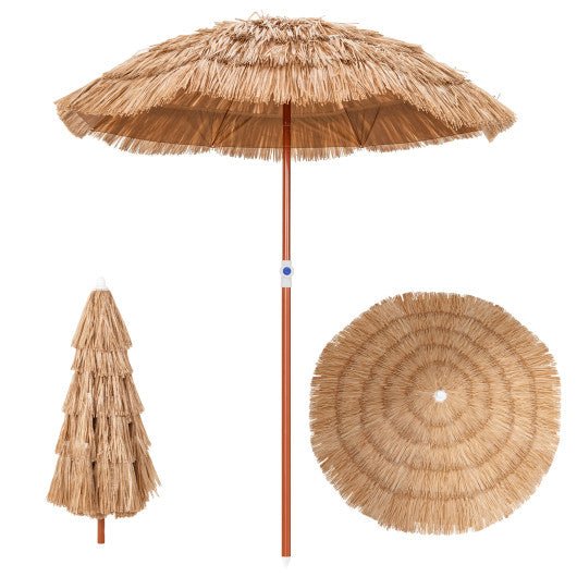  - 6 Feet Thatched Patio Umbrella with Tilt Design and Carrying Bag - Outdoor Style Company