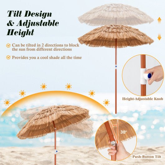  - 6 Feet Thatched Patio Umbrella with Tilt Design and Carrying Bag - Outdoor Style Company