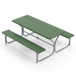  - 6 FT Picnic Table Bench Set Dining Table and 2 Benches with Metal Frame and HDPE Tabletop - Outdoor Style Company