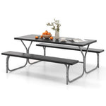  - 6 FT Picnic Table Bench Set Dining Table and 2 Benches with Metal Frame and HDPE Tabletop - Outdoor Style Company