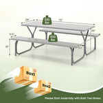  - 6 FT Picnic Table Bench Set Dining Table and 2 Benches with Metal Frame and HDPE Tabletop - Outdoor Style Company