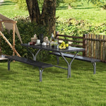  - 6 FT Picnic Table Bench Set Dining Table and 2 Benches with Metal Frame and HDPE Tabletop - Outdoor Style Company