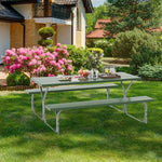  - 6 FT Picnic Table Bench Set Dining Table and 2 Benches with Metal Frame and HDPE Tabletop - Outdoor Style Company