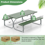  - 6 FT Picnic Table Bench Set Dining Table and 2 Benches with Metal Frame and HDPE Tabletop - Outdoor Style Company