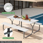  - 6 FT Picnic Table Bench Set Dining Table and 2 Benches with Metal Frame and HDPE Tabletop - Outdoor Style Company