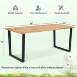  - 6 - Person Acacia Wood Outdoor Dining Table with 2 Inch Umbrella Hole - Outdoor Style Company