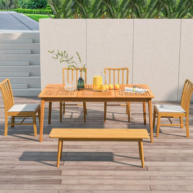  - 6 - Person Outdoor Acacia Wood Rectangular Bistro Dining Table - Outdoor Style Company