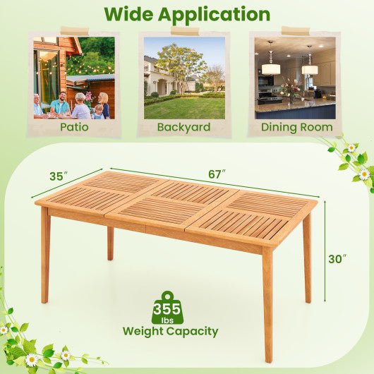  - 6 - Person Outdoor Acacia Wood Rectangular Bistro Dining Table - Outdoor Style Company