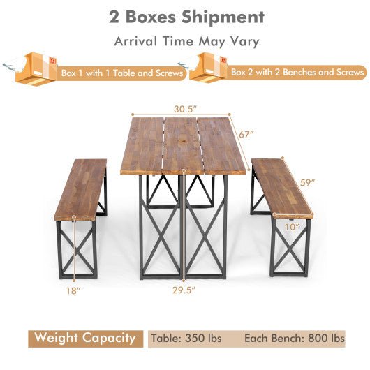  - 6 - Person Outdoor Patio Dining Table Set with 2 Inch Umbrella Hole - Outdoor Style Company