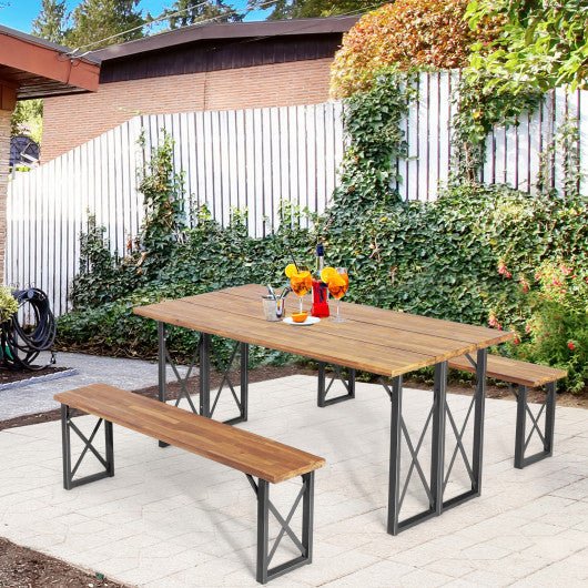  - 6 - Person Outdoor Patio Dining Table Set with 2 Inch Umbrella Hole - Outdoor Style Company