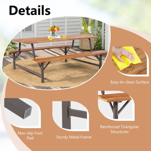  - 6 - Person Outdoor Picnic Table and Bench Set with 2 Inch Umbrella Hole - Outdoor Style Company