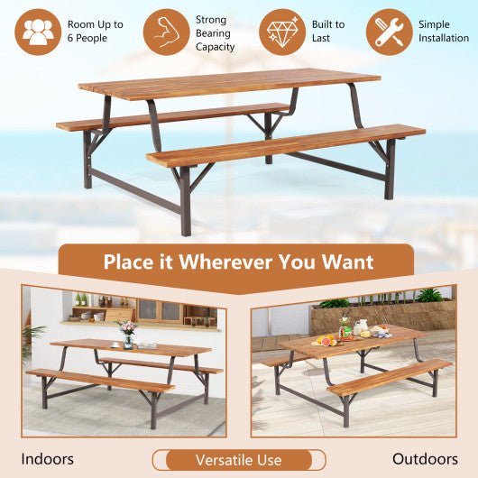  - 6 - Person Outdoor Picnic Table and Bench Set with 2 Inch Umbrella Hole - Outdoor Style Company