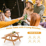  - 6 Person Picnic Table Set Patio Rectangle with 2 Built - in Benches and Umbrella Hole - Outdoor Style Company