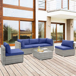  - 6 Piece Patio Conversation Sofa Set with Tempered Glass Coffee Table - Outdoor Style Company