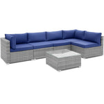  - 6 Piece Patio Conversation Sofa Set with Tempered Glass Coffee Table - Outdoor Style Company