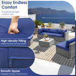  - 6 Piece Patio Conversation Sofa Set with Tempered Glass Coffee Table - Outdoor Style Company