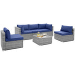  - 6 Piece Patio Conversation Sofa Set with Tempered Glass Coffee Table - Outdoor Style Company