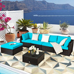  - 6 Pieces Outdoor Patio Rattan Furniture Set Sofa Ottoman - Outdoor Style Company