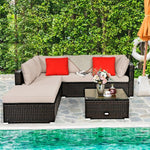  - 6 Pieces Outdoor Patio Rattan Furniture Set Sofa Ottoman - Outdoor Style Company