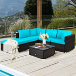  - 6 Pieces Outdoor Patio Rattan Furniture Set Sofa Ottoman - Outdoor Style Company