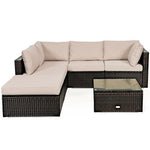  - 6 Pieces Outdoor Patio Rattan Furniture Set Sofa Ottoman - Outdoor Style Company