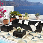  - 6 Pieces Outdoor Patio Rattan Furniture Set Sofa Ottoman - Outdoor Style Company