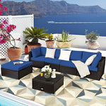  - 6 Pieces Outdoor Patio Rattan Furniture Set Sofa Ottoman - Outdoor Style Company