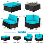  - 6 Pieces Outdoor Patio Rattan Furniture Set Sofa Ottoman - Outdoor Style Company