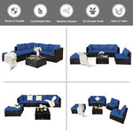  - 6 Pieces Outdoor Patio Rattan Furniture Set Sofa Ottoman - Outdoor Style Company