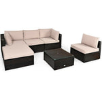  - 6 Pieces Outdoor Patio Rattan Furniture Set Sofa Ottoman - Outdoor Style Company