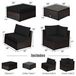  - 6 Pieces Outdoor Patio Rattan Furniture Set Sofa Ottoman - Outdoor Style Company