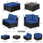  - 6 Pieces Outdoor Patio Rattan Furniture Set Sofa Ottoman - Outdoor Style Company