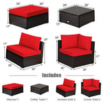  - 6 Pieces Outdoor Patio Rattan Furniture Set Sofa Ottoman - Outdoor Style Company