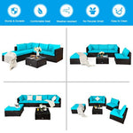  - 6 Pieces Outdoor Patio Rattan Furniture Set Sofa Ottoman - Outdoor Style Company