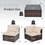  - 6 Pieces Patio Rattan Furniture Set with Cushions and Glass Coffee Table - Outdoor Style Company