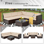  - 6 Pieces Patio Rattan Furniture Set with Cushions and Glass Coffee Table - Outdoor Style Company