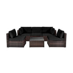  - 6 Pieces Patio Rattan Furniture Set with Cushions and Glass Coffee Table - Outdoor Style Company