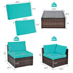  - 6 Pieces Patio Rattan Furniture Set with Cushions and Glass Coffee Table - Outdoor Style Company