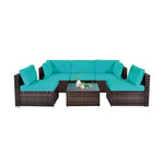  - 6 Pieces Patio Rattan Furniture Set with Cushions and Glass Coffee Table - Outdoor Style Company