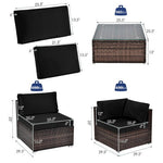  - 6 Pieces Patio Rattan Furniture Set with Cushions and Glass Coffee Table - Outdoor Style Company