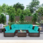  - 6 Pieces Patio Rattan Furniture Set with Cushions and Glass Coffee Table - Outdoor Style Company